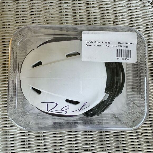 RANDY MOSS Auto Minnesota Vikings Riddell Lunar Eclipse Mini Helmet Radtke Cert - Picture 5 of 8